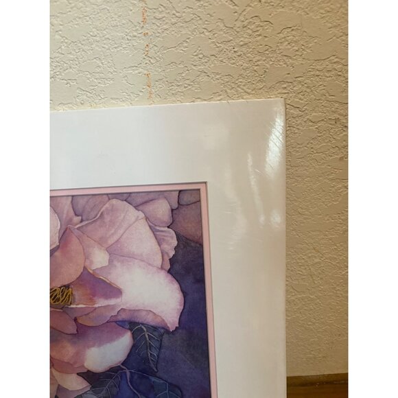 "A Rose Called Sally" Print By Sandy Delehanty 10/100 floral pink white mat READ - Picture 5 of 6